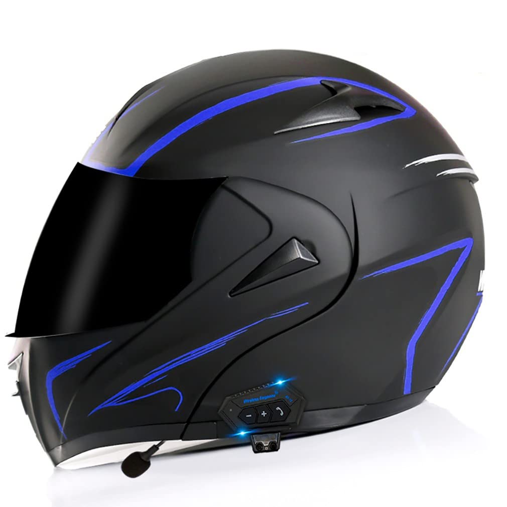 Klapphelm Motorradhelm Bluetooth Integralhelm DOT/ECE Zertifiziert Modularer Helm Fullface Helm Mit Eingebautem Mikrofon FüR Automatische Reaktion FüR Erwachsene Unisex/Size:XS~XL von HHSDB