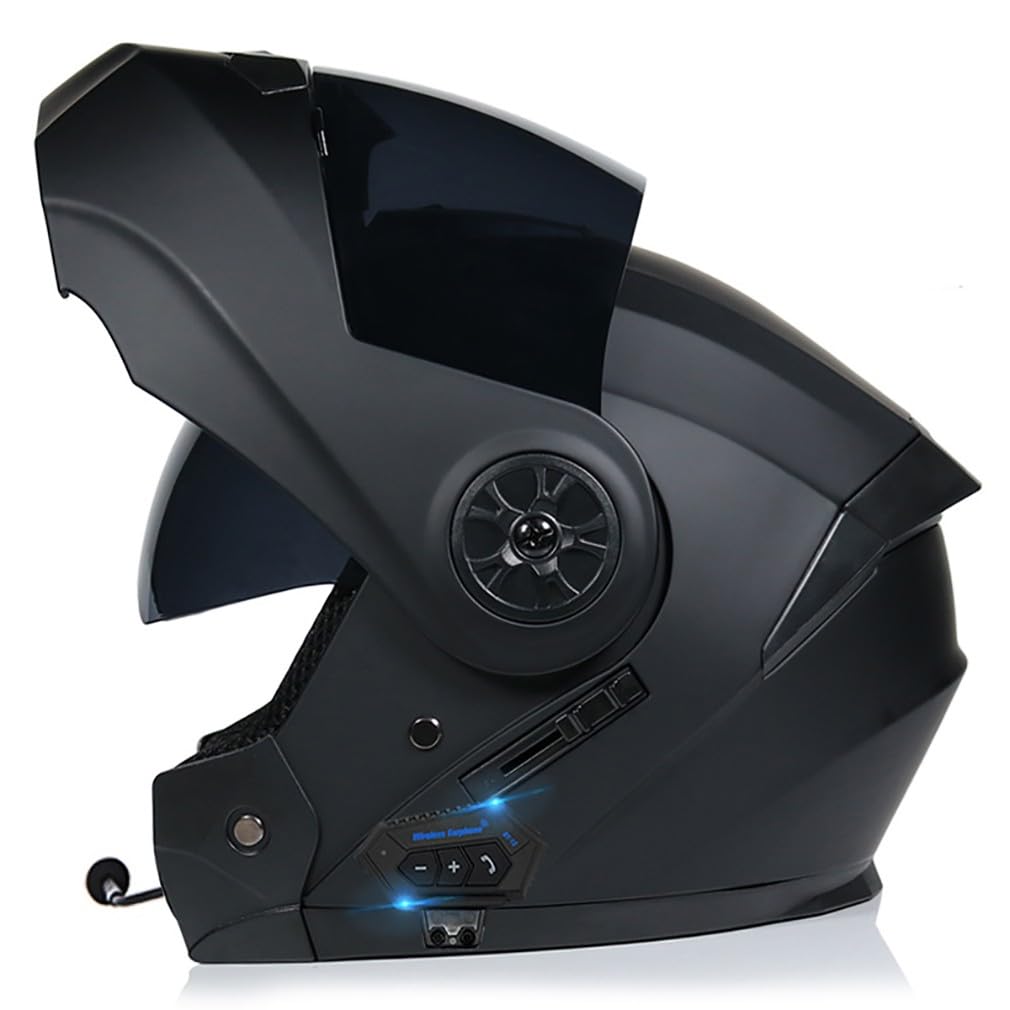MotorradHelm Klapphelm Mit Bluetooth Modularer Helm Mit Doppelvisier ECE Zertifiziert Vollvisierhelm Fullface Helm Integral-Helm mit Eingebautem Mikrofon für Automatische Reaktion von HHSDB