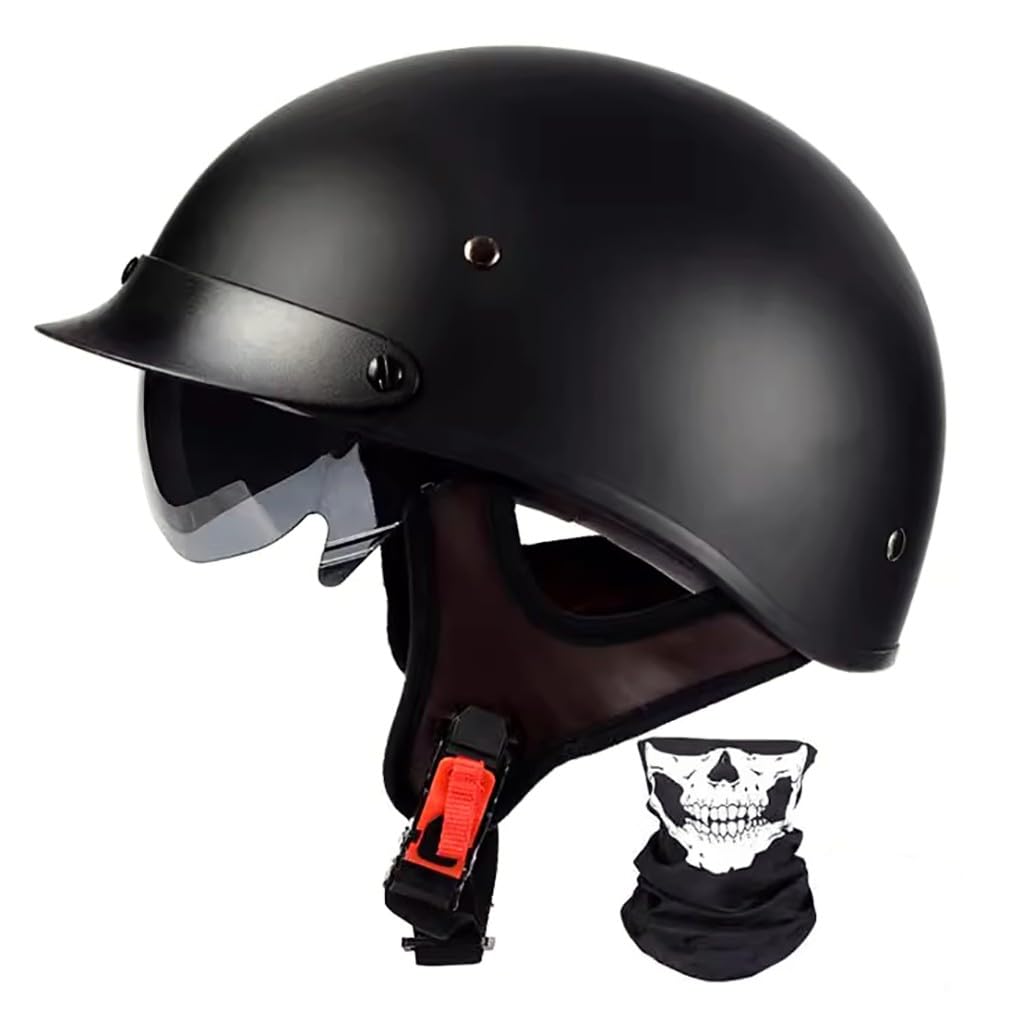 Retro Halbschalenhelm Jethelm Motorradhelm Moped Helm Halbhelm Mit Fahrradvisier ECE-Zertifizierung Rollerhelm Cruiser Chopper Skateboardhelm für Mofa Crash Moped Scooter Cruiser von HHSDB