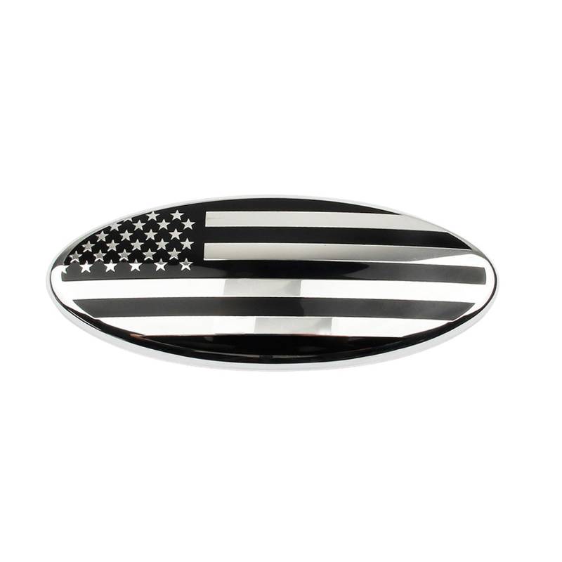 HIBEYO Universal Auto Amerikanische Flagge Frontgrill Heckklappe Emblem Passt für Ford Oval Boot Abzeichen Emblem Aufkleber Namensschild-12.5cm Silber von HIBEYO