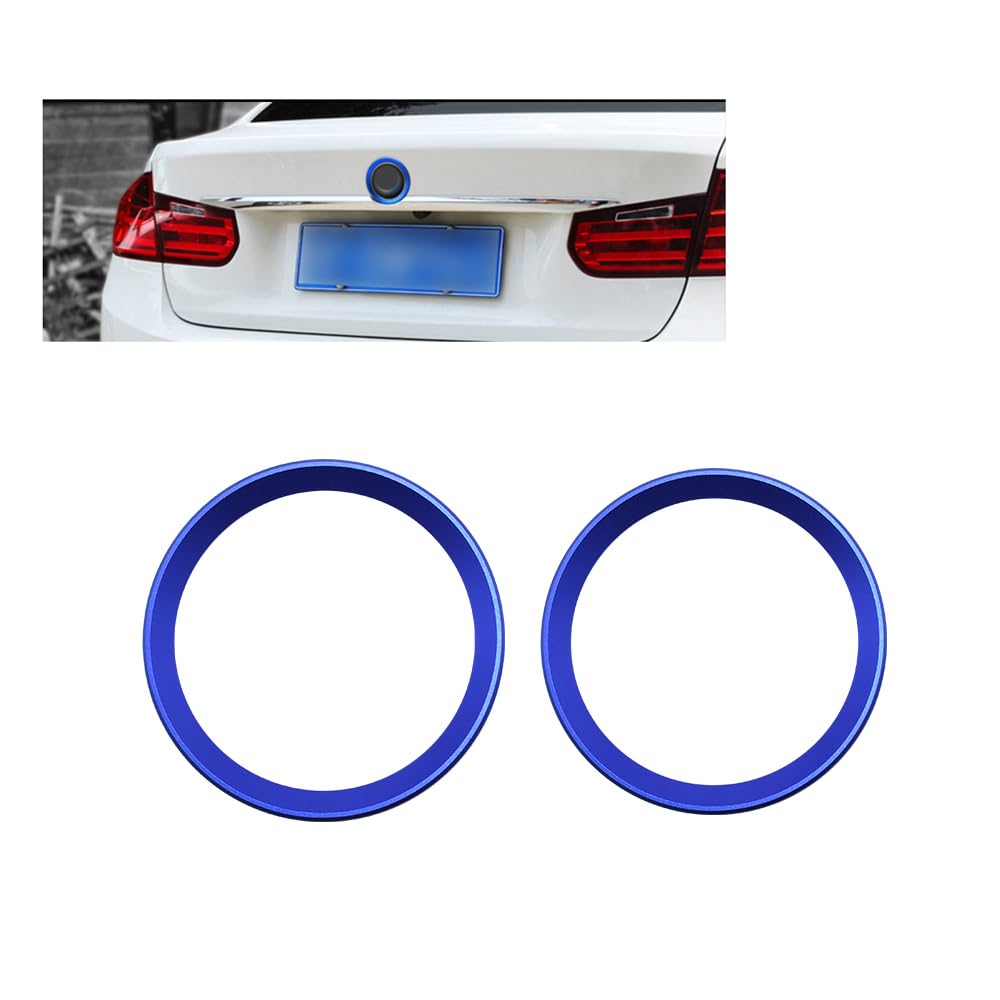 HIBEYO 2Stück 82mm Auto Trunk-Emblem-Abzeichen Ring-Aufkleber Passt für BMW X3 X5 X6 E30 E36 E34 E38 E39 E60 E65 E90 Fronthauben-Emblem-Ring Dekorativer Aufkleber Autozubehör Aluminium-82mm Blau von HIBEYO