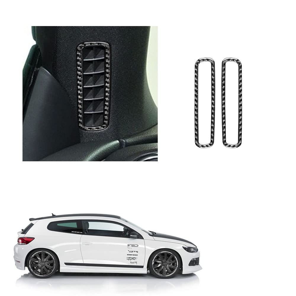 HIBEYO 2Stück ABS Kunststoff Passt für VW Scirocco 2009-2016 Klimaanlage Outlet Abdeckung der Lüftungsabdeckung Aufkleber Lüftungsblende carbon Interieurleisten Trim Verkleidung Rahmen-Luftauslässe von HIBEYO