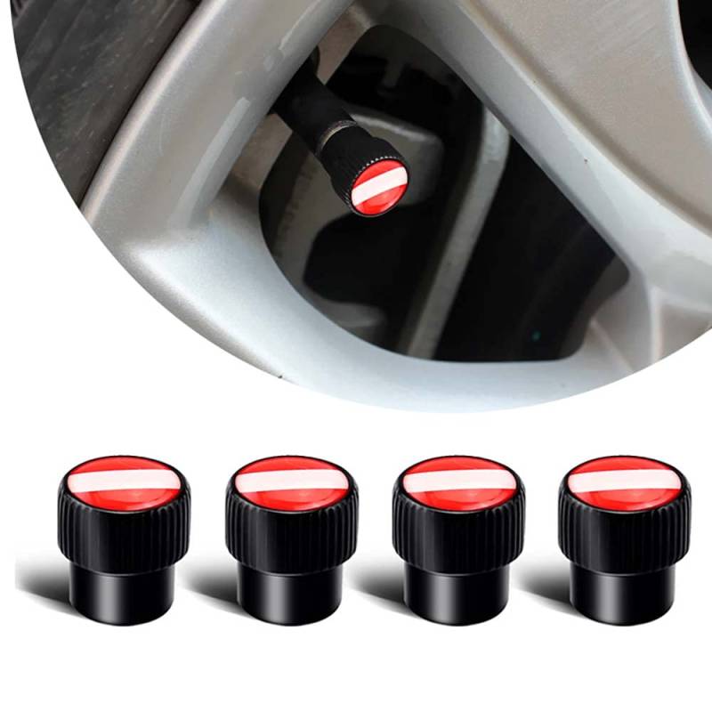 HIBEYO 4er-Set Reifenventilkappen Zinklegierung Ventildeckel Staub Beweis Cover Autoventil Schraderventil Kappen Staubschutzkappen für PKW-Reifen Universal für KFZ,SUV,Fahrrad,Motorräder zubehör-E von HIBEYO