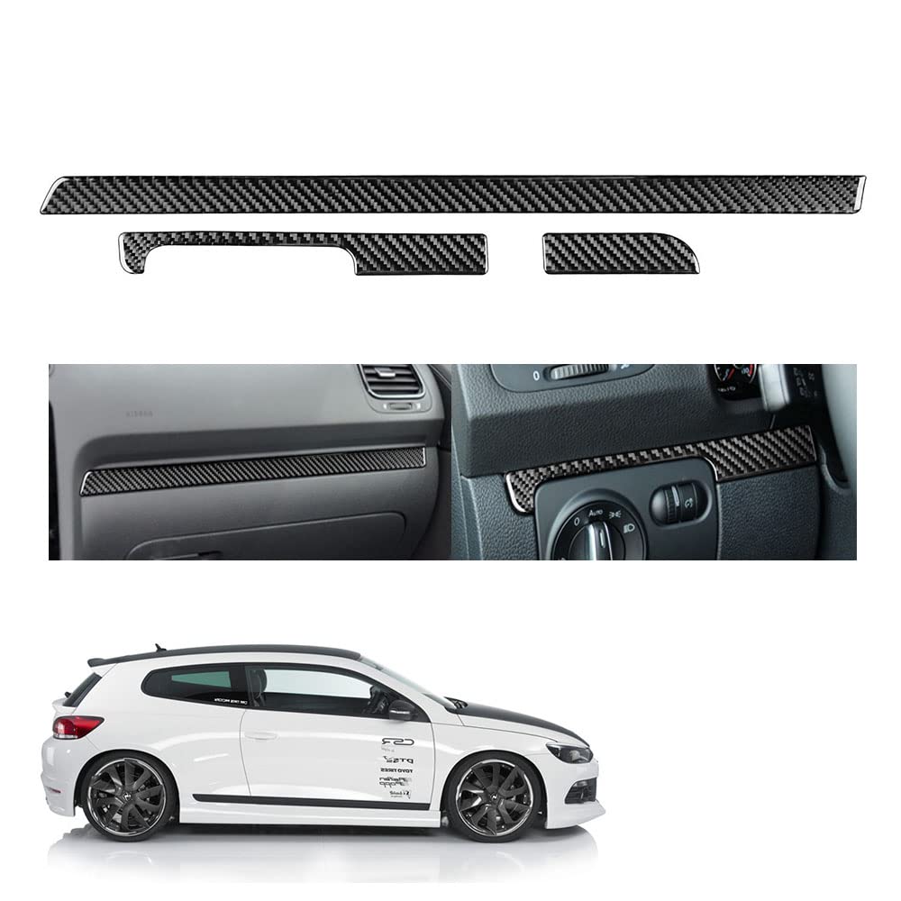 HIBEYO ABS Kohlefaser Auto Armaturenbrett Abdeckung Aufkleber Passt für VW Scirocco 2009-2016 Co-Pilotin Passagierverkleidung Dekoration Interieur Trim Verkleidung Rahmen Styling-Linkslenker geeignet von HIBEYO