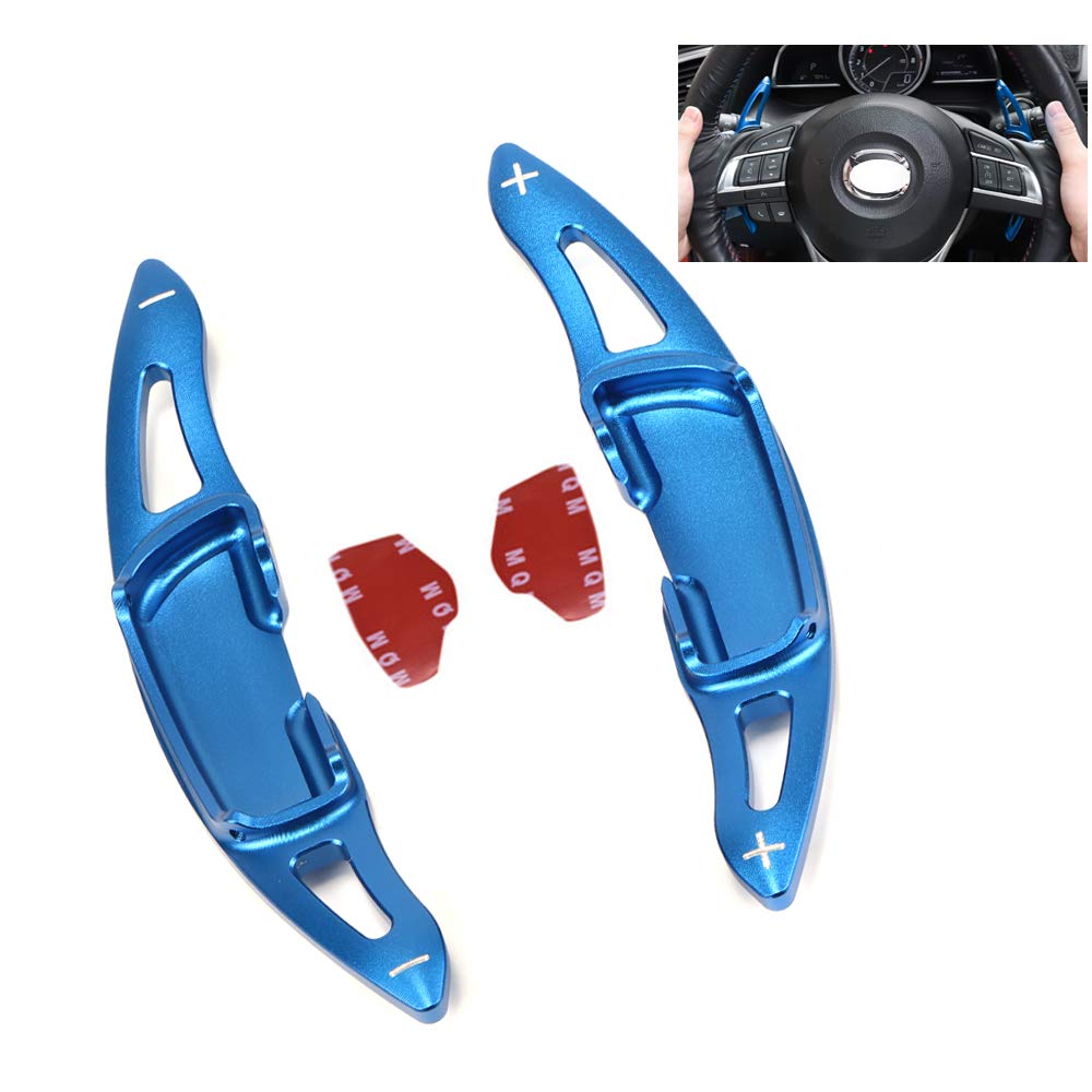 HIBEYO Auto Extensions Lenkräder Schaltwippen Passt für Mazda 3 6 Axela Atenza CX3 CX5 MX5 CX9 Schaltwippen Verlängerung Shift Paddle Rennsport Lenkräder Schaltpaddel Autodekoration Aufkleber-Blau von HIBEYO