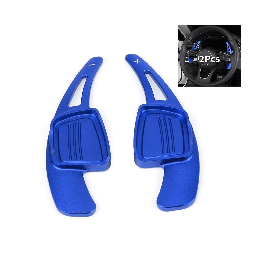 HIBEYO Auto Schaltwippen, 2 Stücke Lenkrad Schaltpaddel Verlängerung Schaltwippen für Audi A1 A3 A4L A5 A6L A7 A8 S4 S5 Q2 Q5L Q7 TT TTS Extensions Ersatzsatz Sport Shift Paddles Schalthebel Blau von HIBEYO