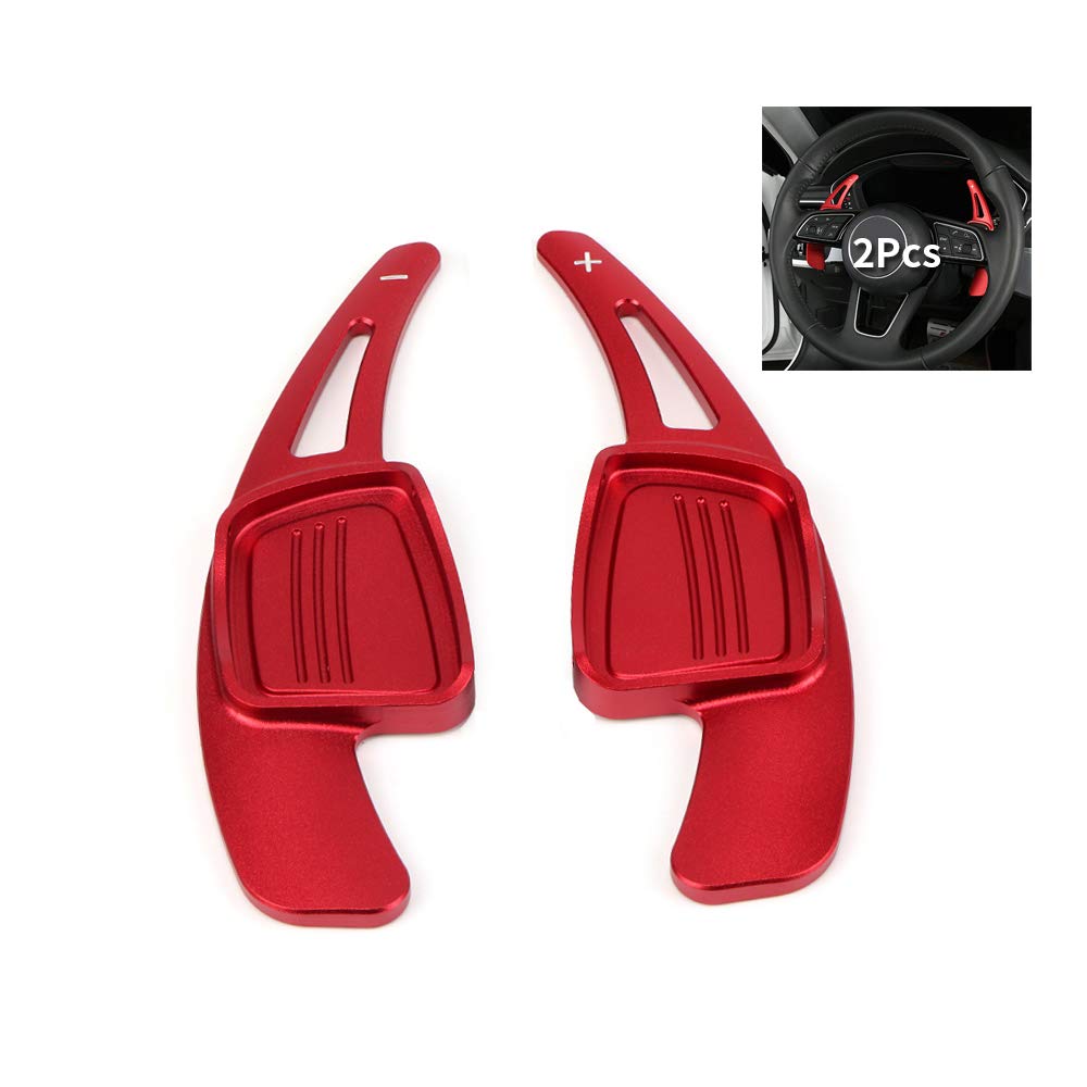 HIBEYO Auto Schaltwippen, 2 Stücke Lenkrad Schaltpaddel Verlängerung Schaltwippen für Audi A1 A3 A4L A5 A6L A7 A8 S4 S5 Q2 Q5L Q7 TT TTS Extensions Ersatzsatz Sport Shift Paddles Schalthebel Rot von HIBEYO