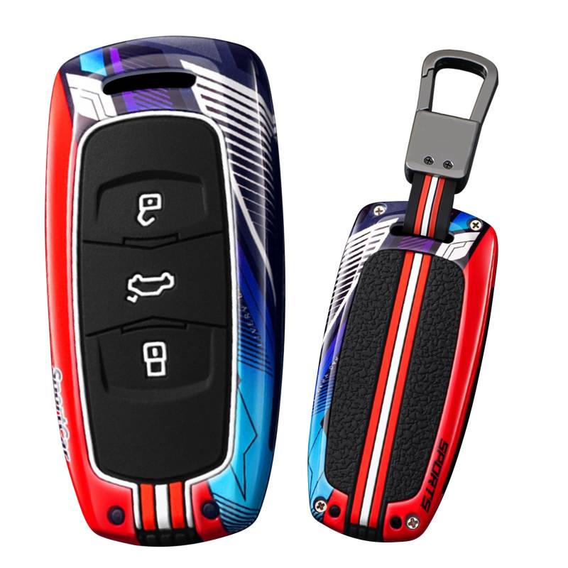 HIBEYO Autoschlüssel Hülle Nachtleuchtende Schlüsselgehäuse Passt für Geely Atlas Boyue Nl3 Ex7 Emgrand x7 Emgrandx7 SUV GT GC9 Borui Peotect Keyless Schutzhülle Schlüsselbox Schlüsseletui-A Rot von HIBEYO