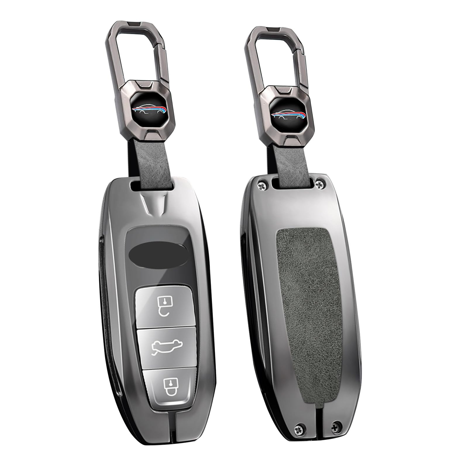 HIBEYO Autoschlüssel Hülle kompatibel mit Audi Q8 RSQ8 A6 C8 S6 RS6 A7 S7 RS7 A3 8Y A8 D5 4N RS E-tron GT Q4 4M Zubehör Schlüsseletui Schutzhülle Schlüsselhülle Schlüsselgehäuse Fernbedienung-Grau von HIBEYO
