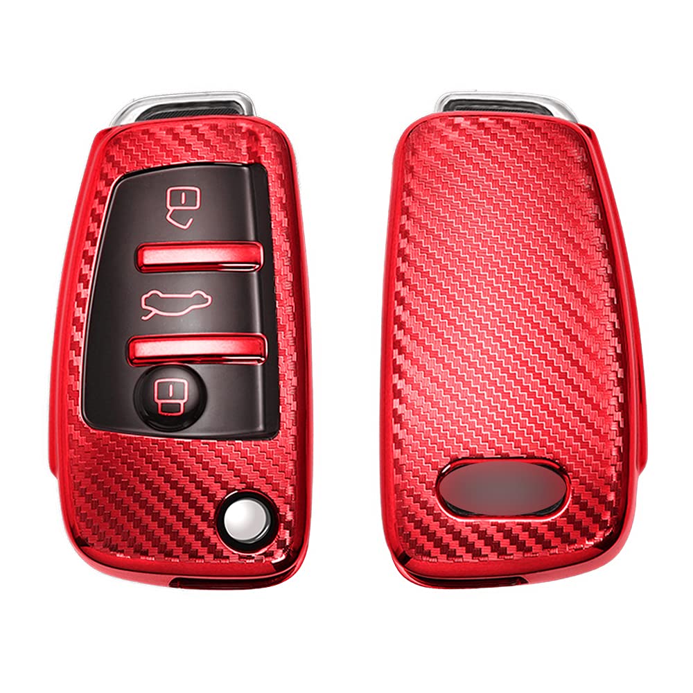 Rot Klapp Schlüsselhülle Fernbedienung Cover Schutz für Audi TT A3 A4 A6 Q5 Q7 