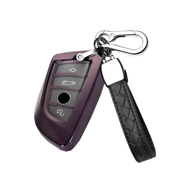 HIBEYO Autoschlüssel Hülle passt für BMW Schutzhülle Cover TPU Schlüsselhülle für X1 X2 X3 X5 X6 F30 E30 5 Serie 7er 2er 6er Silikonschutz Schlüsselanhänger Schlüsselbox zubehör(nur Keyless)-Schwarz von HIBEYO