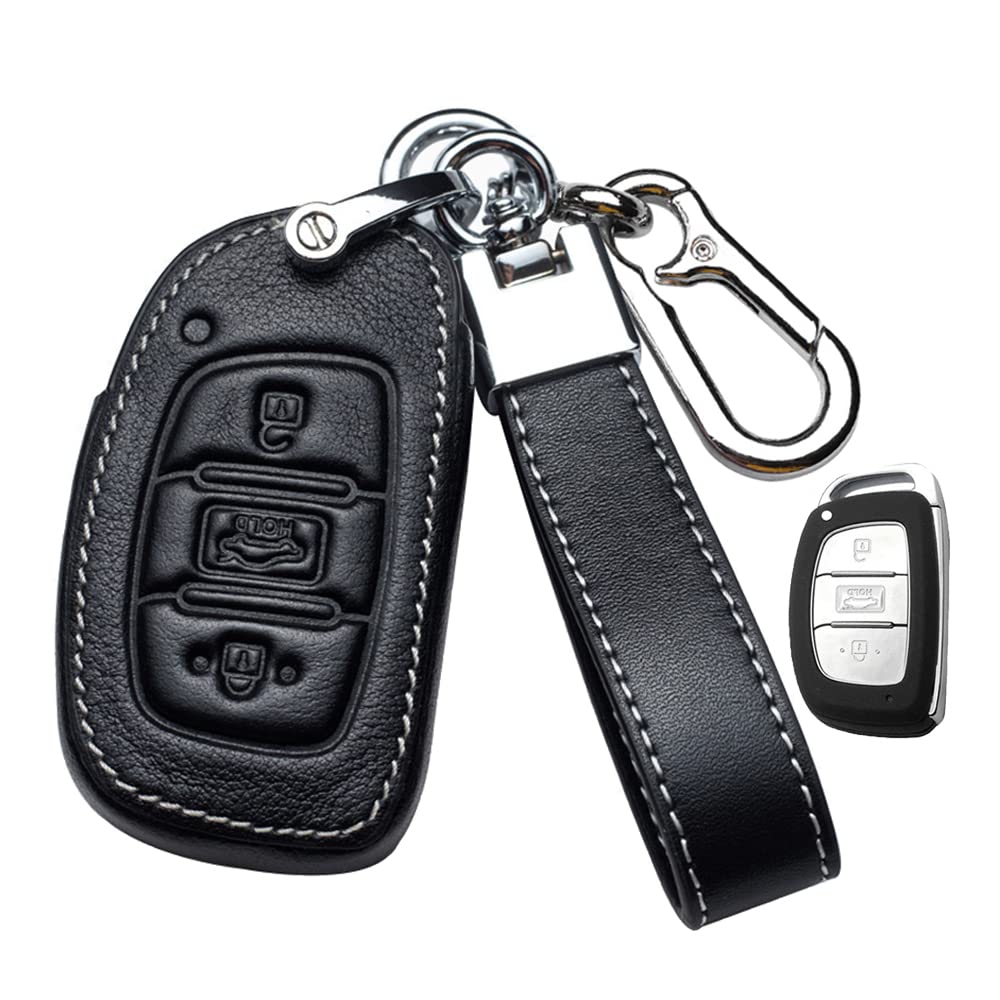 HIBEYO Autoschlüssel Hülle passt für Hyundai Schutzhülle Schlüsselhülle Cover Rindsleder für Hyundai IX20 IX30 IX35 IX45 Tucson Santa Fe Elantra Sonata Schlüsselbox mit Schlüsselanhänger-Schwarz B HIBEYO Autoschlüssel Hülle passt für Hyundai Schutzhülle Schlüsselhülle Cover Rindsleder für Hyundai IX20 IX30 IX35 IX45 Tucson Santa Fe Elantra Sonata Schlüsselbox mit Schlüsselanhänger-Schwarz B von HIBEYO