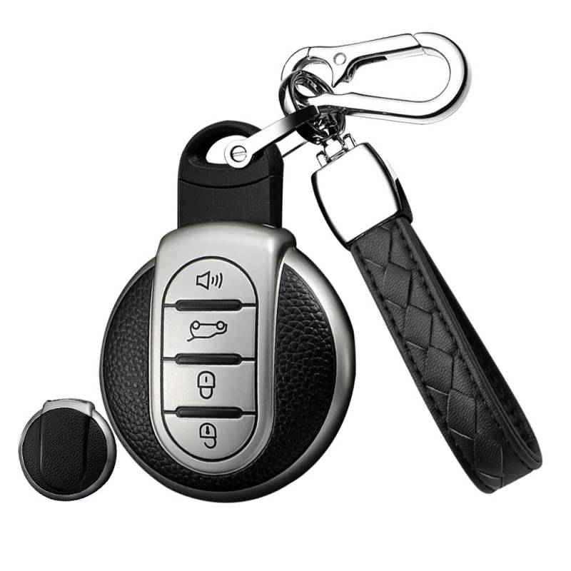 HIBEYO Autoschlüssel Hülle passt für Mini Schutzhülle Schlüsselbox Schlüsselhülle für Cooper One, Clubman,Cooper SD,F54,F55,F56,F57,F60 Fernbedienung Schlüsselgehäuse TPU Leder Texture-Silber von HIBEYO
