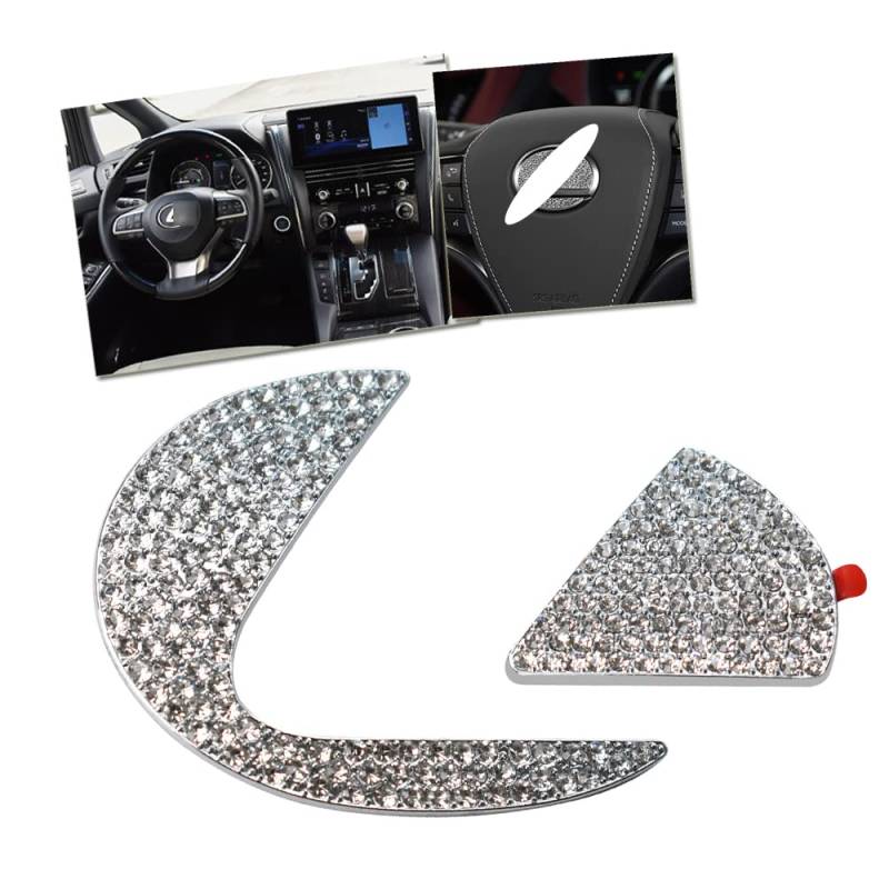 HIBEYO Bling Lenkrad Logo Abdeckung gelten passt für Lexus Abziehbilder Innen Dekorationen Caps Abdeckungen Diamant Logo Aufkleber Lenkrad Emblem Aufkleber Auto Zubehör Teile Glitzer Kristall Strass von HIBEYO