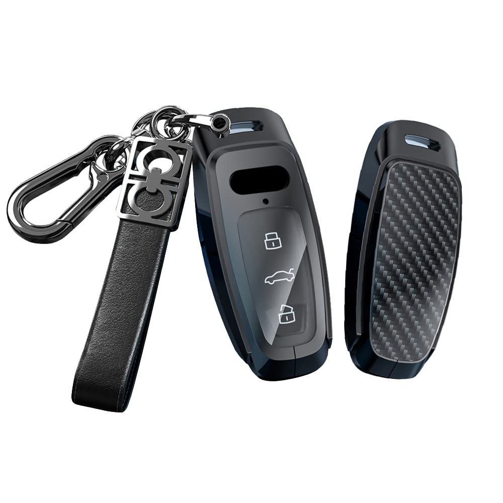 HIBEYO Intelligente Autoschlüssel Hülle passt für Audi Schutzhülle schlüsselhülle Abdeckung für Audi A4 A6 A7 A6L S6 R4 RS7 Q3 SQ5 SQ8 E-Tron Schlüsseletui Shell Jacket Protector-schwarz von HIBEYO