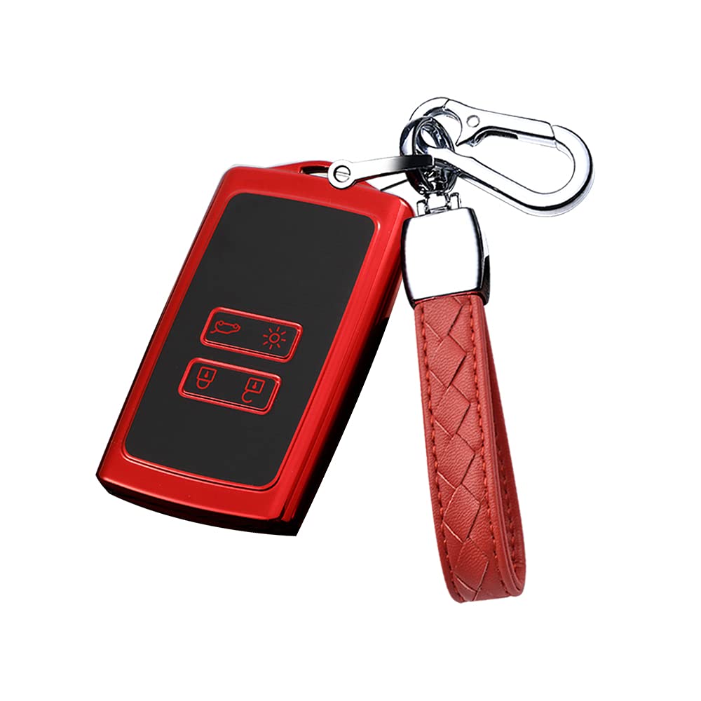 HIBEYO Samrt Autoschlüssel Hülle passt für Renault Cover TPU Silikon Schutzhülle Schlüsselhülle für Renault Megane Espace Scenic Laguna koleos Clio Zoe Schlüsselanhänger Schutz Etui 4 Tasten-Rot HIBEYO Samrt Autoschlüssel Hülle passt für Renault Cover TPU Silikon Schutzhülle Schlüsselhülle für Renault Megane Espace Scenic Laguna koleos Clio Zoe Schlüsselanhänger Schutz Etui 4 Tasten-Rot von HIBEYO