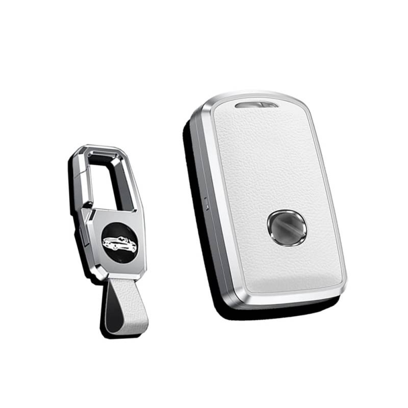 HIBEYO Schlüsselhülle-Leder-Hülle passt für Mazda Schutzhülle Autoschlüssel Hülle für Mazda 3 CX30 CX-4 CX-5 CX-8 Alexa Schlüsselbox Schlüsselanhänger Funkschlüssel zubehör Aluminiumlegierung-Weiß von HIBEYO