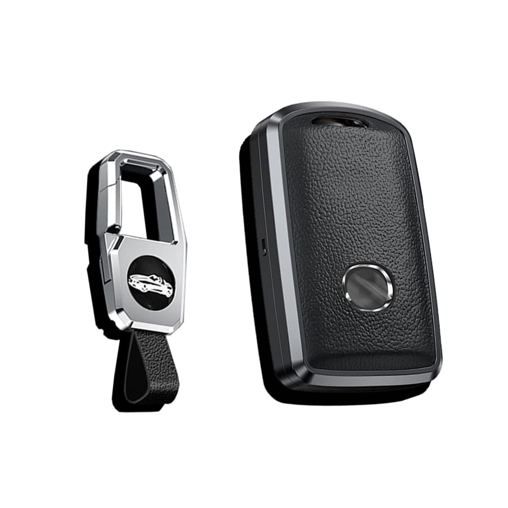HIBEYO Schlüsselhülle-Leder-Hülle passt für Mazda Schutzhülle Autoschlüssel Hülle für Mazda 3 CX30 CX-4 CX-5 CX-8 Alexa Schlüsselbox Schlüsselanhänger Funkschlüssel zubehör Aluminiumlegierung-Schwarz von HIBEYO