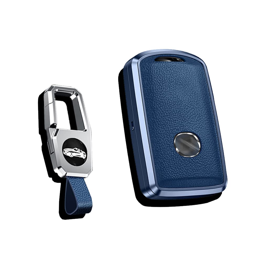 HIBEYO Schlüsselhülle-Leder-Hülle passt für Mazda Schutzhülle Autoschlüssel Hülle für Mazda 3 CX30 CX-4 CX-5 CX-8 Alexa Schlüsselbox Schlüsselanhänger Funkschlüssel zubehör Aluminiumlegierung-Blau von HIBEYO