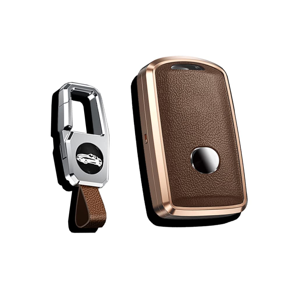 HIBEYO Schlüsselhülle-Leder-Hülle passt für Mazda Schutzhülle Autoschlüssel Hülle für Mazda 3 CX30 CX-4 CX-5 CX-8 Alexa Schlüsselbox Schlüsselanhänger Funkschlüssel zubehör Aluminiumlegierung-Braun von HIBEYO