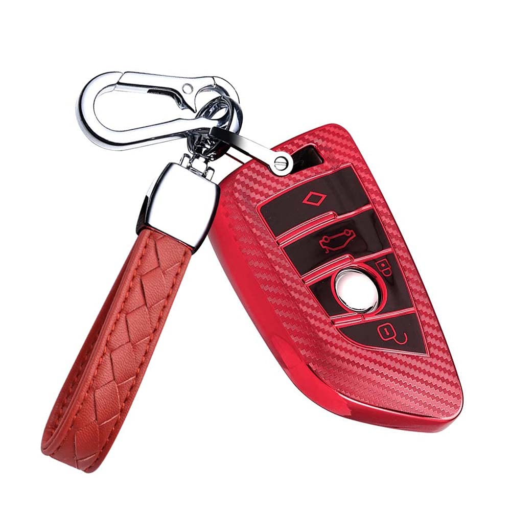HIBEYO Smart Autoschlüssel Hülle Passt für BMW Schlüsselgehäuse Schutzhülle Fernbedienung Cover für BMW 1er 2er 3er 4er 5er 6er 7er X1 X3 X4 X5 X6 F30 E30 Schlüsselanhänger Schlüsselbox TPU-Rot HIBEYO Smart Autoschlüssel Hülle Passt für BMW Schlüsselgehäuse Schutzhülle Fernbedienung Cover für BMW 1er 2er 3er 4er 5er 6er 7er X1 X3 X4 X5 X6 F30 E30 Schlüsselanhänger Schlüsselbox TPU-Rot von HIBEYO