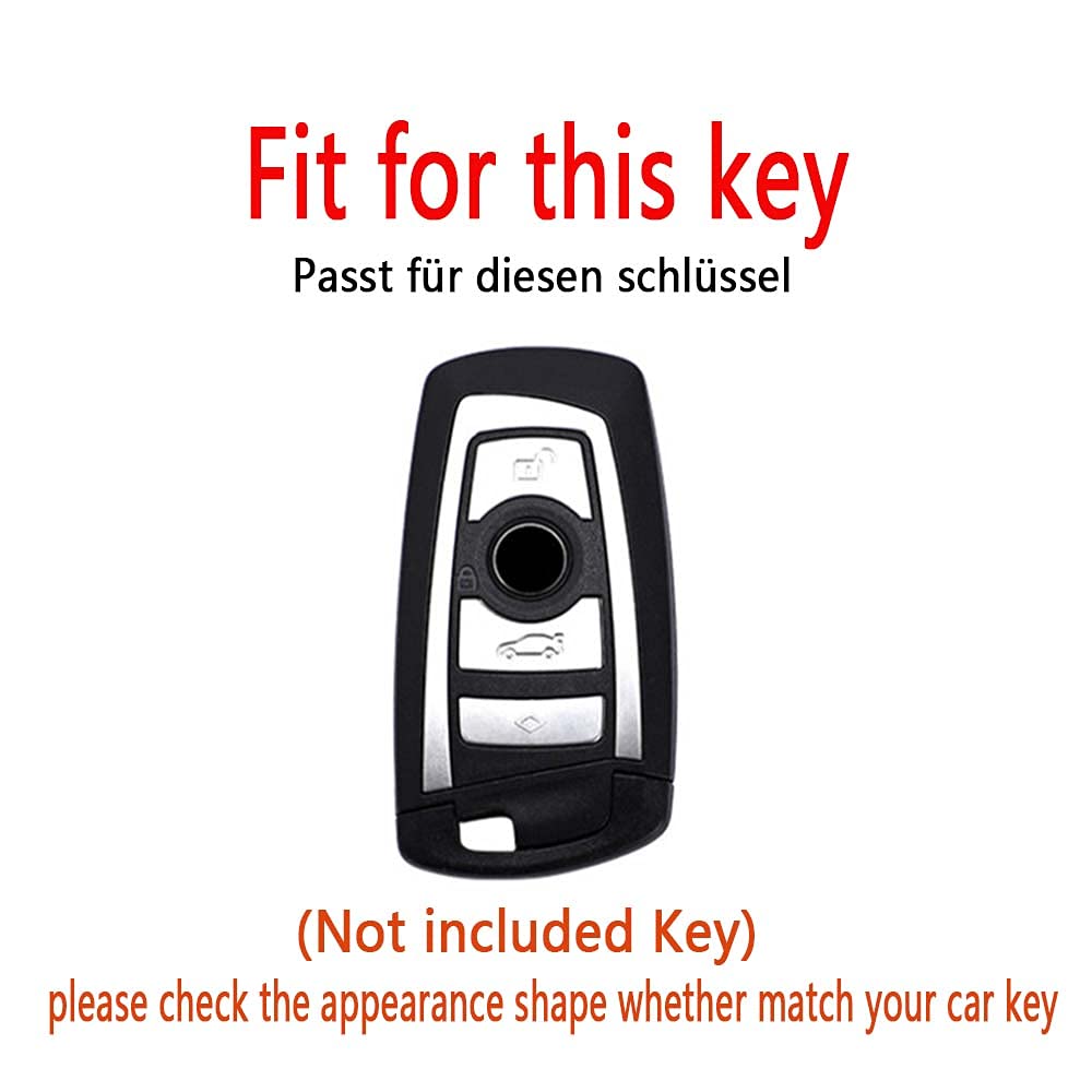 HIBEYO Smart Autoschlüssel Hülle passt für BMW Schutzhülle Fernbedienung Schlüsselhülle Cover für 1er 3er 4er 5er 6er 7er X3 X4 M5 M6 GT3 GT5 Smart Remote Keyless Leder Schlüsselanhänger-B Blau von HIBEYO
