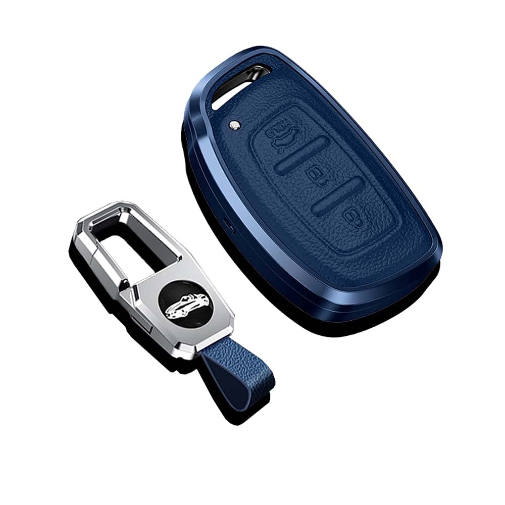 HIBEYO Smart Autoschlüssel Hülle passt für Hyundai Schutzhülle Schlüsselhülle Cover für Kona i10 i30 ioniq Tucson Nexo Schlüsselanhänger Schlüsselbund Leder Aluminiumlegierung-A Blau HIBEYO Smart Autoschlüssel Hülle passt für Hyundai Schutzhülle Schlüsselhülle Cover für Kona i10 i30 ioniq Tucson Nexo Schlüsselanhänger Schlüsselbund Leder Aluminiumlegierung-A Blau von HIBEYO