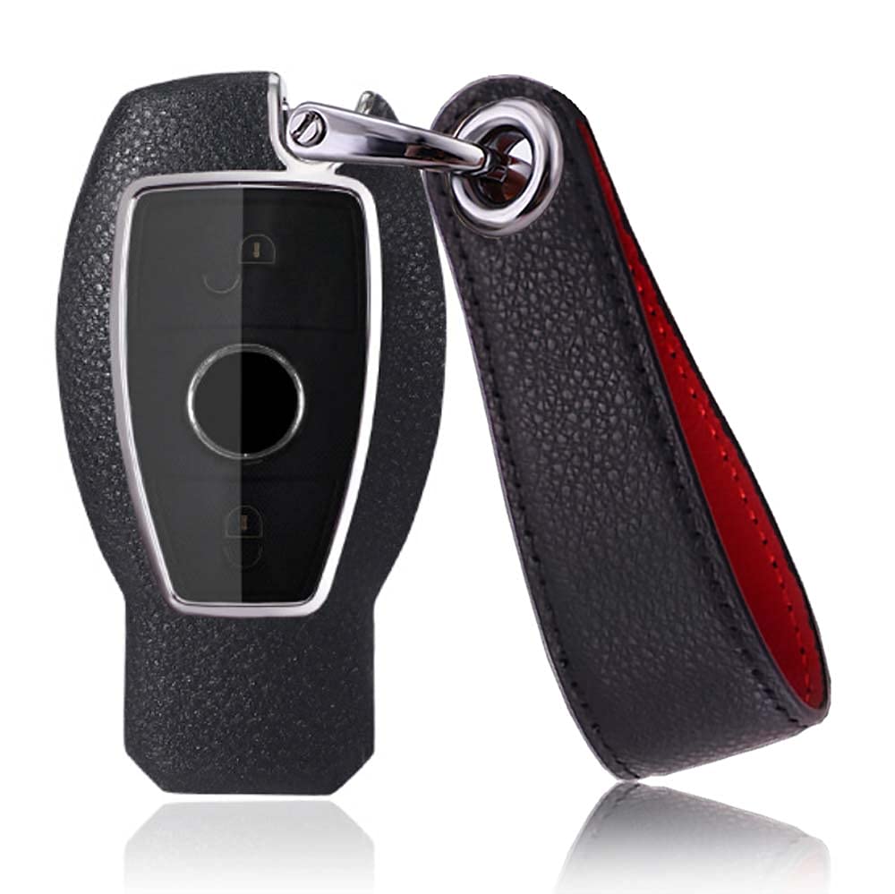 HIBEYO Smart Autoschlüssel Hülle passt für Mercedes Benz Cover Leder Schutzhülle Schlüsselhülle Schlüsselbox für Mercede Keylesss A B C E CLA CLK GLA GLC Klasse W204 W211 Schlüsselanhänger-Schwarz HIBEYO Smart Autoschlüssel Hülle passt für Mercedes Benz Cover Leder Schutzhülle Schlüsselhülle Schlüsselbox für Mercede Keylesss A B C E CLA CLK GLA GLC Klasse W204 W211 Schlüsselanhänger-Schwarz von HIBEYO