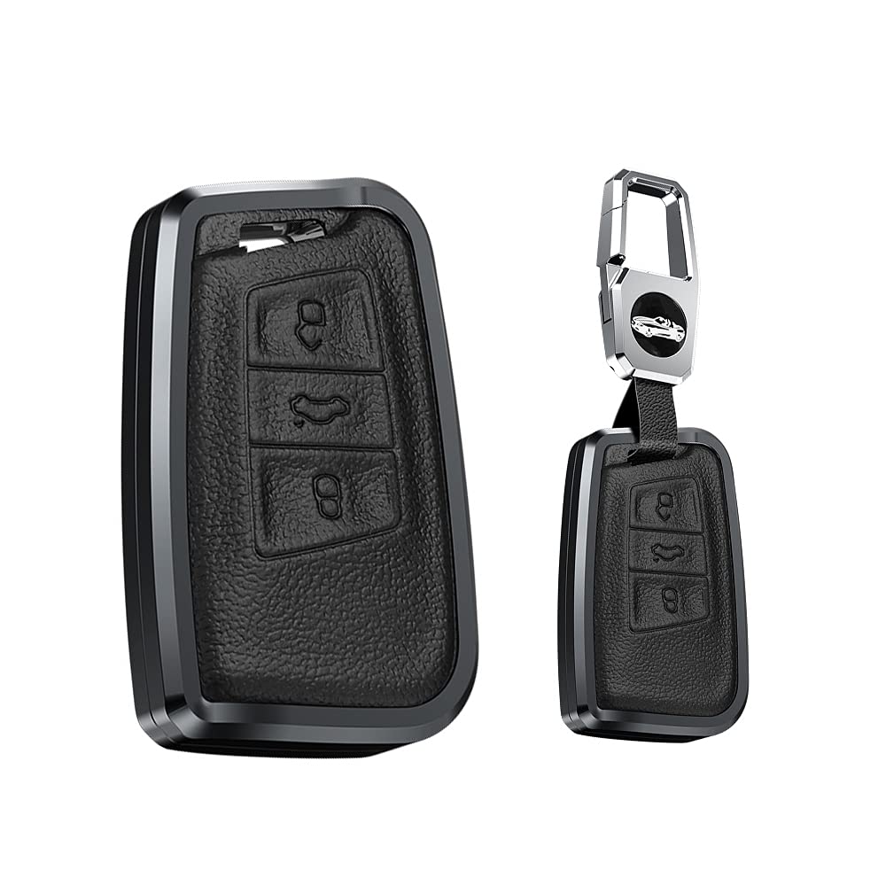 HIBEYO Smart Autoschlüssel Hülle passt für VW Skoda Superb A7 Kodiaq Variant Tiguan MK2 Jetta Arteon Atlas Magotan Passat CC B8 Schlüsselhülle Cover Schlüsselgehäuse Schlüsselanhänger Leder (Schwarz) HIBEYO Smart Autoschlüssel Hülle passt für VW Skoda Superb A7 Kodiaq Variant Tiguan MK2 Jetta Arteon Atlas Magotan Passat CC B8 Schlüsselhülle Cover Schlüsselgehäuse Schlüsselanhänger Leder (Schwarz) von HIBEYO