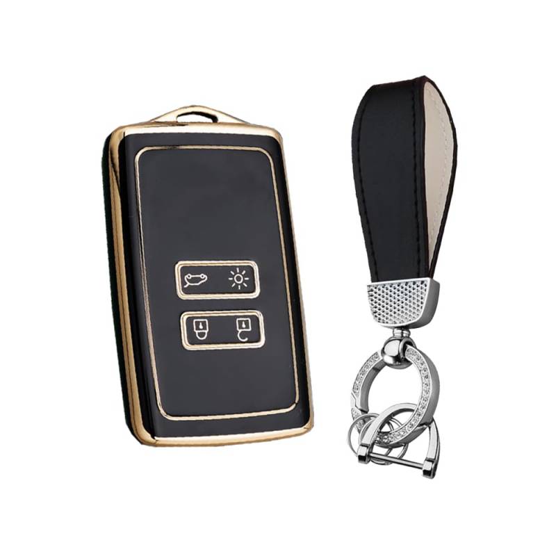HIBEYO Smart Schlüsselhülle passt für Renault weich TPU Schutzhülle Autoschlüssel hülle Karte für Renault Koleos Kadjar Megane (nur Keyless Go) Schlüsselanhänger Fernbedienung Schlüsselbox-Schwarz von HIBEYO