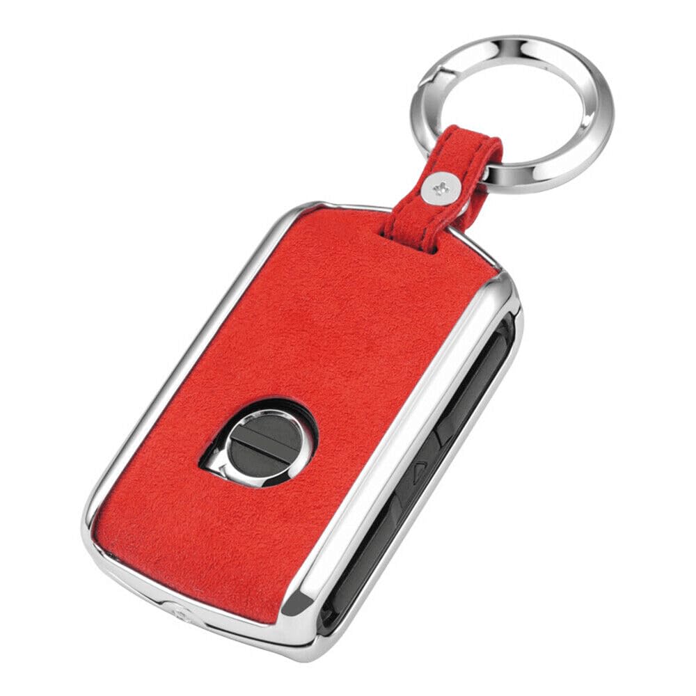 HIBEYO Wildleder Leder für Volvo XC60 XC90 S90 V90 Autoschlüssel Hülle Schlüsselhülle Cover Schlüsselanhänger Auto Schlüssel Smart Keyless Entry case Fernbedienung Cover Schutz Rot von HIBEYO