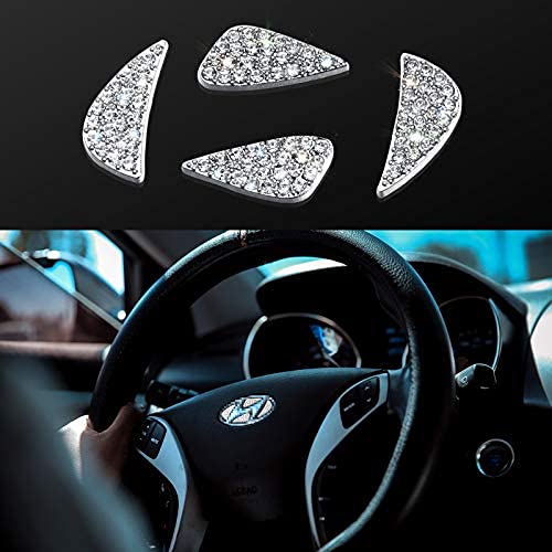 Bling Bling Auto Lenkrad Dekoration Innenzubehör Diamant Aufkleber Lenkrad Logo Strass DIY Lenkrad Abziehbilder Abdeckung für Auto Dekoration (Kompatibel mit Hyundai) von HICARER