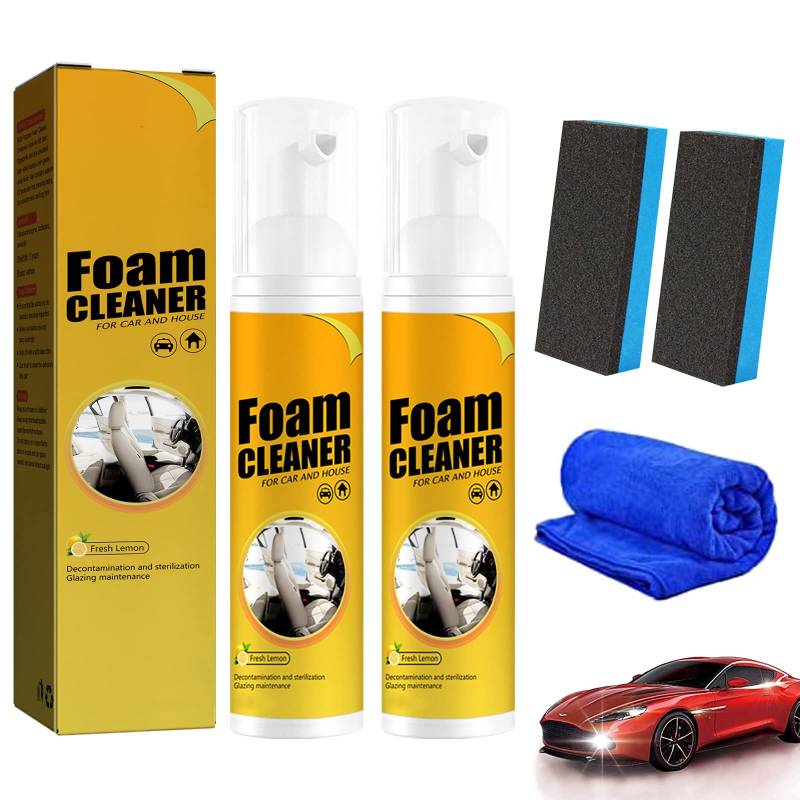 HIDRUO Neat Freakz Car Restoring Spray, Multifunctional Car Magic Foam Cleaner, Powerful Stain Removal Kit for Car (100ML, 2PCS) von HIDRUO