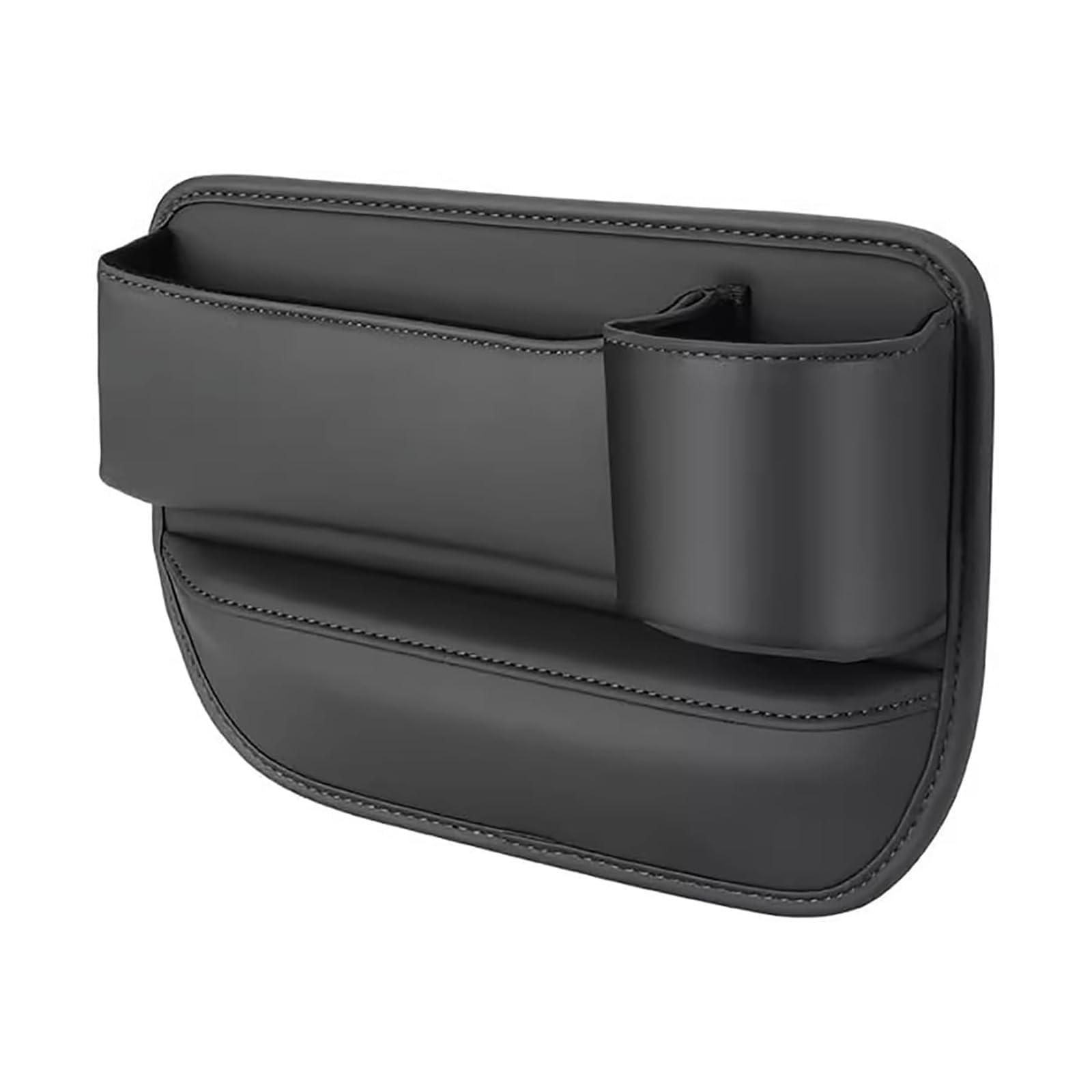Naneug Auto-Leder-Getränkehalter-Lückentasche,Autositz-Aufbewahrungsbox mit Getränkehalter, universelle Lücken-Aufbewahrungsbox für das Auto, Getränkehalter USB-Ladeloch (for Passenger seat, Black) von HIDRUO