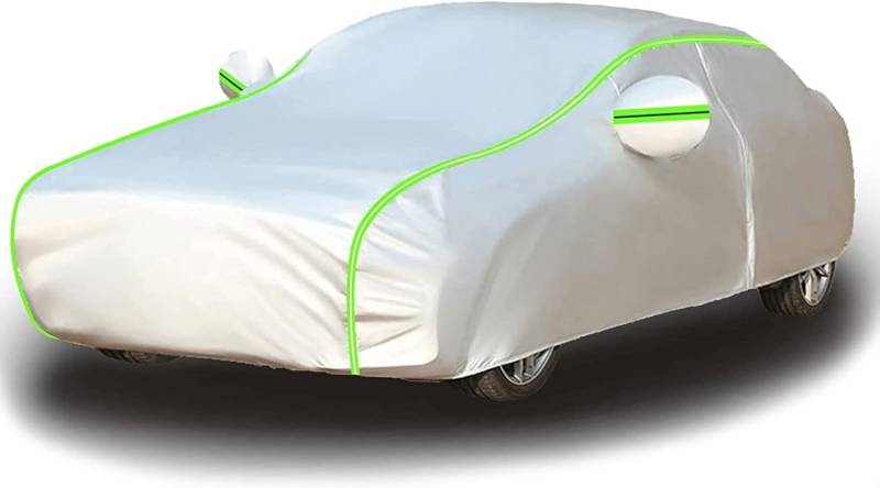 Auto Abdeckplane für Citroen DS3 DS4 DS5,Staubdicht Atmungsaktiv UV-beständig Autoabdeckung Mit Nachtreflexionsstreifen langlebige Autoabdeckung,A/Silver/Green von HIENHD