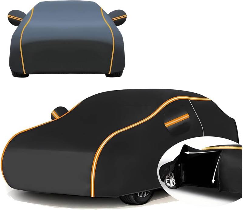 Auto Abdeckplane für Citroen DS3 DS4 DS5,Staubdicht Atmungsaktiv UV-beständig Autoabdeckung Mit Nachtreflexionsstreifen langlebige Autoabdeckung,D/Black/Yellow von HIENHD