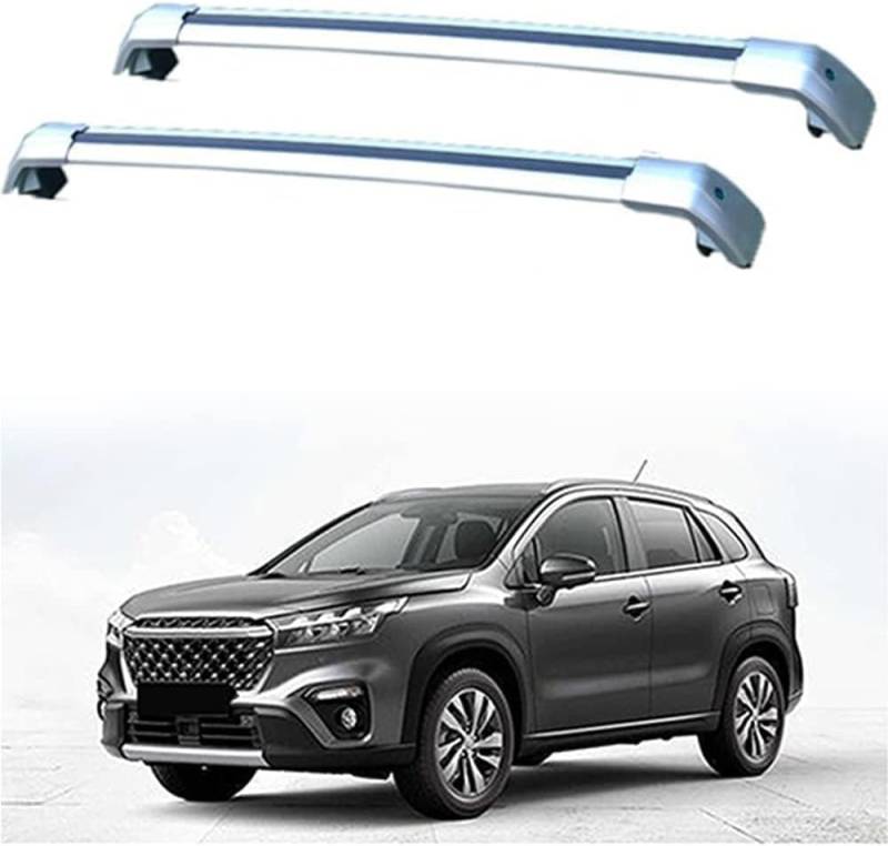 Auto Dachträger für Suzuki S-Cross (Flush Rails) 2016+,Hochwertig Aluminium LastenträGer Querträger,Hochstabile Dachgepäckträger RelingträGer ZubehöR,C Silver von HIENHD