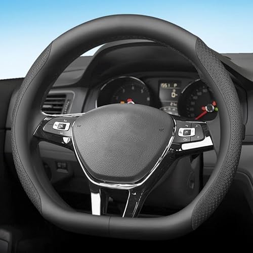Lenkradbezug Leder für VW T-Cross t Cross, Mode Anti-Rutsch-Leder Auto Innenraum Lenkrad Wrap Anti-Rutsch Lenkradhülle,D-Form-B von HIFFEY