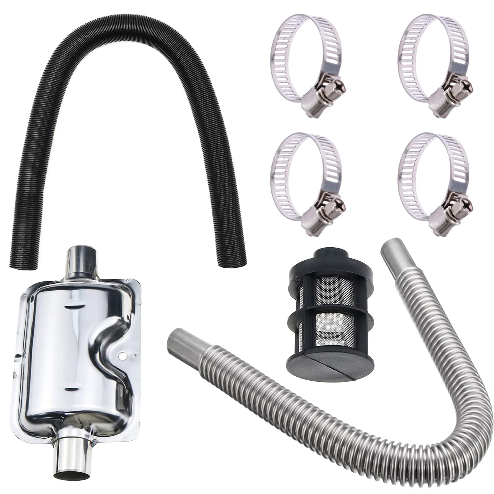 Auto Auspuff Schalldämpfer Auspuffschalldämpfer Rohrschelle Auto Heizungs Kit Abgasschlauch für Stromerzeuger Klemmen Halterung 24mm Edelstahl Auspuffrohr für Air Diesel Heizung von hifrom