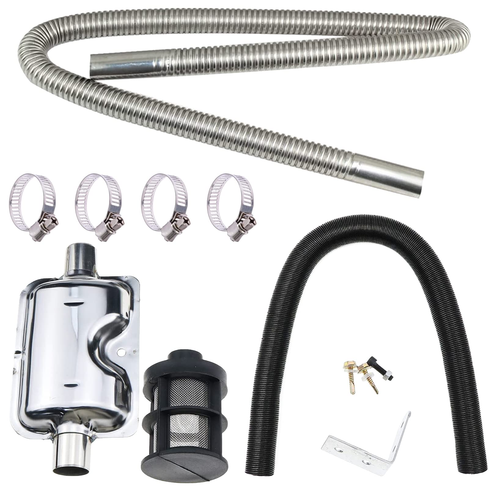 Auto Auspuff Schalldämpfer Auspuffschalldämpfer Rohrschelle Auto Heizungs Kit Abgasschlauch für Stromerzeuger Klemmen Halterung 24mm Edelstahl Auspuffrohr für Air Diesel Heizung von hifrom