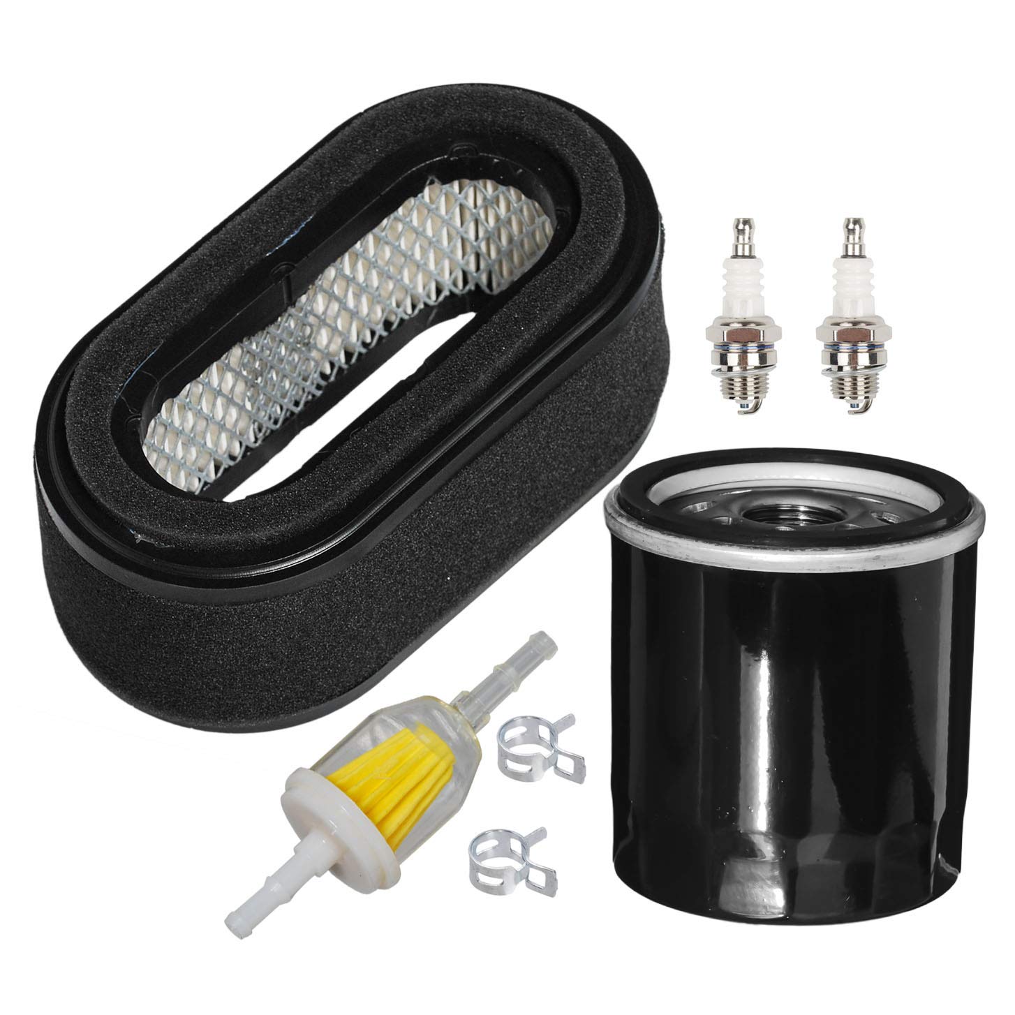 HIFROM Air Filter Combo Pre-Filter Oil Fuel Filter Spark Plug Tune Up Kit Compatible with Kawasaki FD501V John Deere LX178 LX188 11013-2206 MIU11377 49065-7010 von hifrom