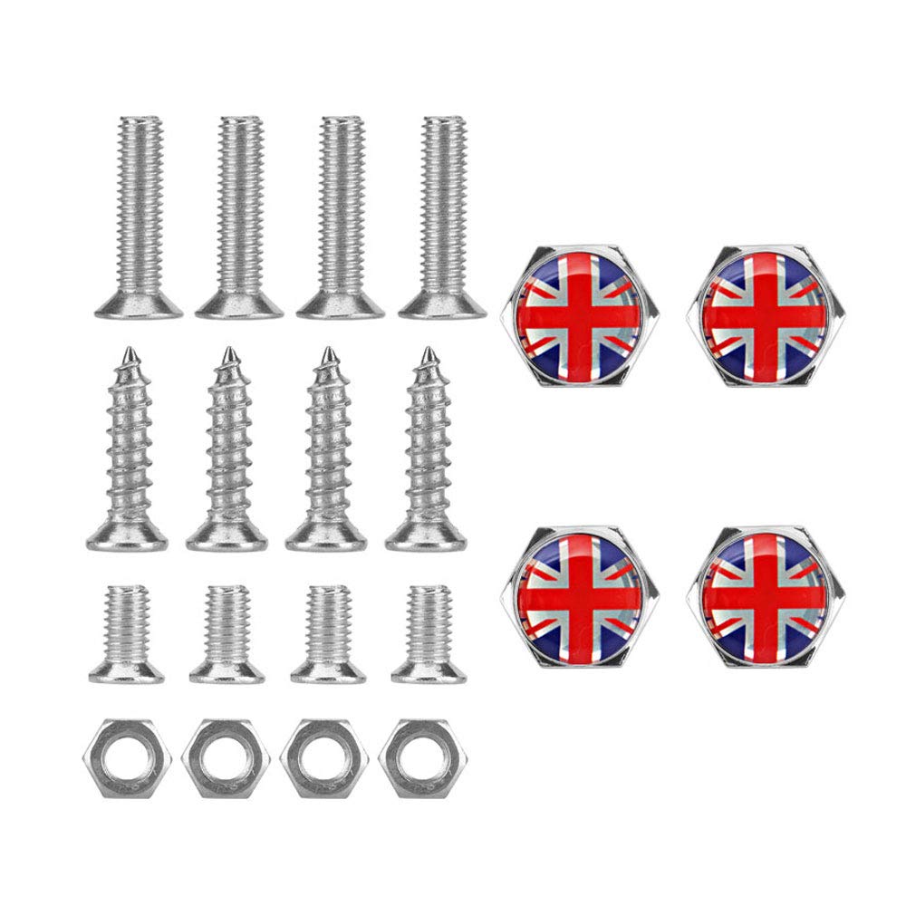 1 Satz Autozubehör England Britische Flagge Gewinde Kennzeichenrahmen Schrauben Universalschrauben Für Universal Car Styling von HIGGER