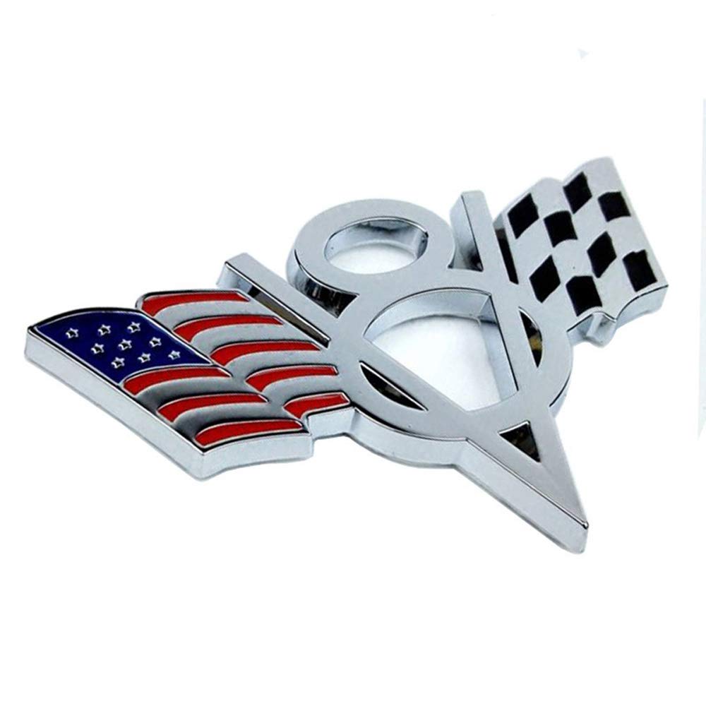 HIGGER 1 Stücke 3D Metall V8 US Flagge Moto Auto Aufkleber Logo Emblem Abzeichen Auto Styling für Auto von HIGGER