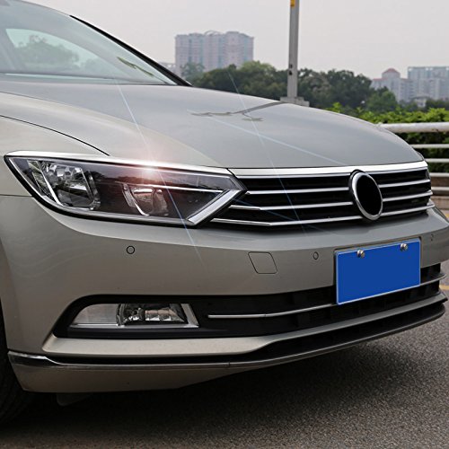 HIGH FLYING für Passat B8 Limousine/Variant 2015-2019 Exterieur Kühlergrill Frontscheinwerfer Stylingleisten Edelstahl 3 Stück (mit 3M Klebeband installieren) von HIGH FLYING