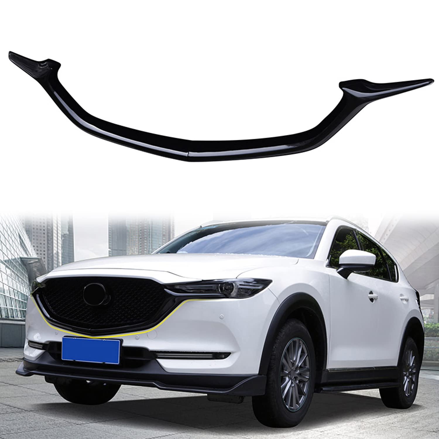 HIGH FLYING für CX-5 KF 2018-2021 Exterieur Vordere Kühlergrill Dekor 2 Stück ABS Kunststoff (Schwarz glänzend) von HIGH FLYING