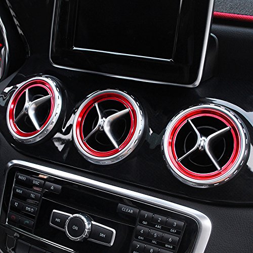 HIGH FLYING für GLA CLA 2014-2018 / A B Klasse W176 W246 2013-2017 Interieur Vordere A/C Gitter Interieurleisten Metall (Red, 10 PCS) von HIGH FLYING