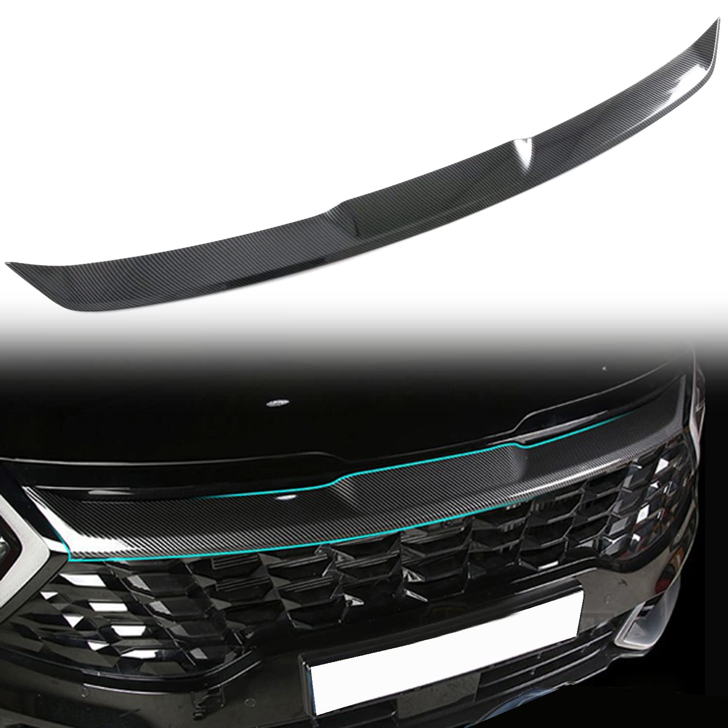 für Sportage NQ5 2022 2023 2024, Nicht für GT-Line Exterieur Dekor Zierleiste ABS Kunststoff Kohlefaserfarbe (Kühlerschutzgitter) von HIGH FLYING