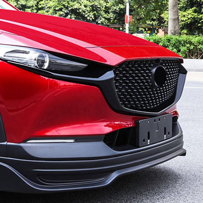 für CX-30 2019-2024 Vordere Kühlergrill Dekor Schwarz glänzend (nicht für Auto mit Wischerdüsen) von HIGH FLYING