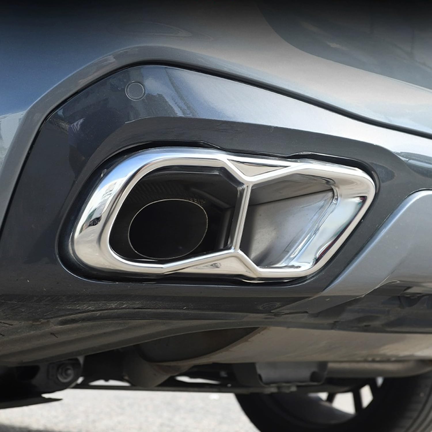 für X5 G05, X6 G06 2019-2023 M Sportpaket (Nicht für X5M X6M) Diffusor Chrom Glänzend Auspuffblende Dekor Edelstahl 2 Stück (Silber) von HIGH FLYING