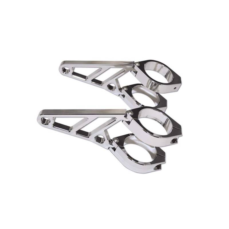 HIGHSIDER CNC Alu Lampenhalter Set kurz 87 x 10mm für 42 - 43mm chrom von HIGHSIDER
